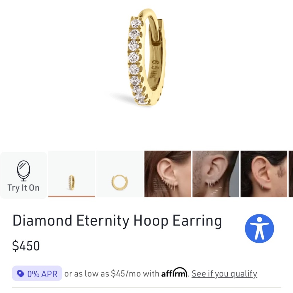 Maria Tash Gold Diamond Eternity Earring